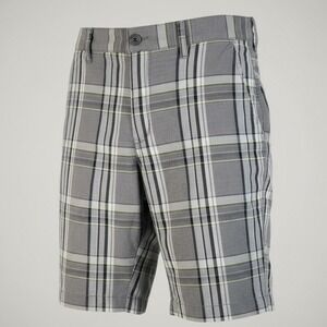 Retrofit Brand Plaid‎ Shorts Size 34 Gray Black Yellow Golf Casual 100% Cotton
